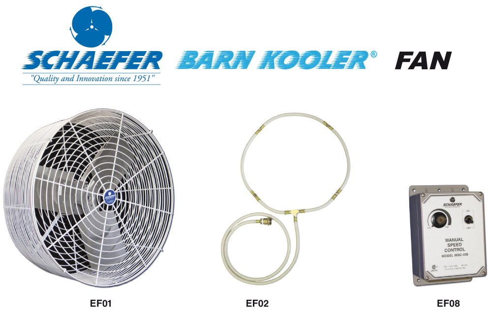 Schaefer Barn Kooler® Dairy Parlour Fan + Parts